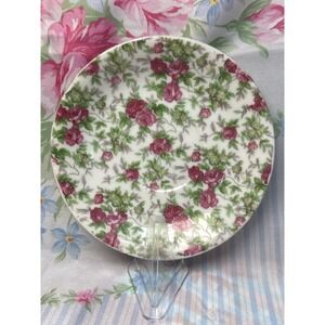 Vintage Napco Saucer 5.5" Pink Rose Chintz Floral Pattern China Plate